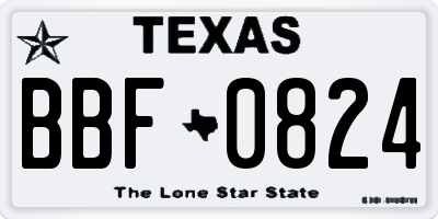 TX license plate BBF0824