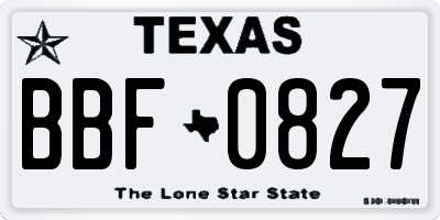 TX license plate BBF0827