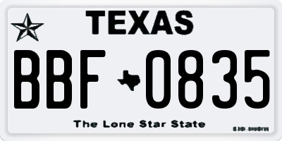 TX license plate BBF0835