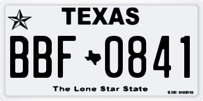 TX license plate BBF0841