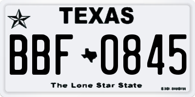 TX license plate BBF0845