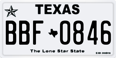 TX license plate BBF0846