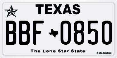 TX license plate BBF0850
