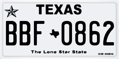 TX license plate BBF0862