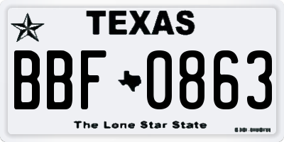 TX license plate BBF0863