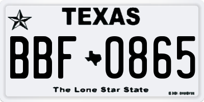TX license plate BBF0865