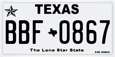 TX license plate BBF0867