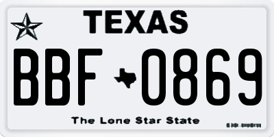 TX license plate BBF0869