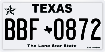 TX license plate BBF0872
