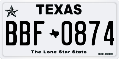 TX license plate BBF0874