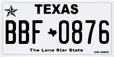 TX license plate BBF0876