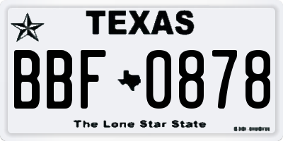 TX license plate BBF0878