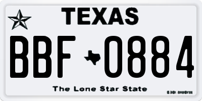 TX license plate BBF0884