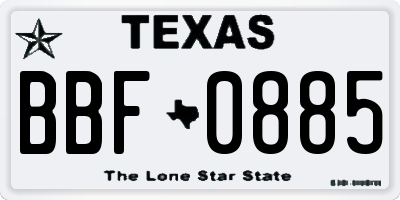 TX license plate BBF0885