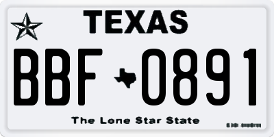 TX license plate BBF0891