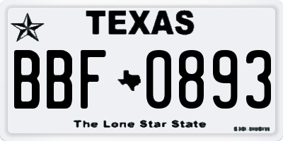 TX license plate BBF0893