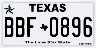 TX license plate BBF0896