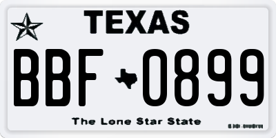 TX license plate BBF0899