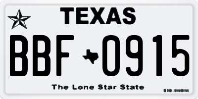 TX license plate BBF0915