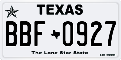 TX license plate BBF0927
