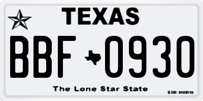 TX license plate BBF0930