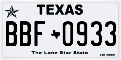 TX license plate BBF0933