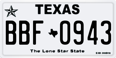TX license plate BBF0943