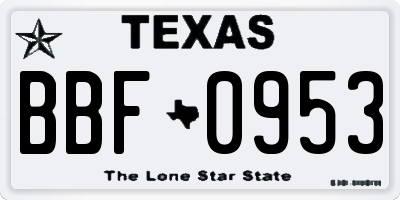 TX license plate BBF0953
