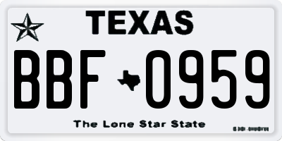 TX license plate BBF0959