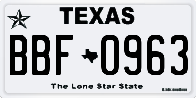 TX license plate BBF0963