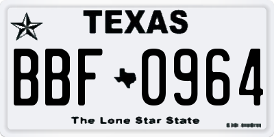 TX license plate BBF0964