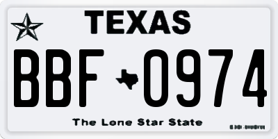 TX license plate BBF0974