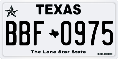 TX license plate BBF0975
