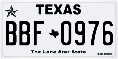 TX license plate BBF0976