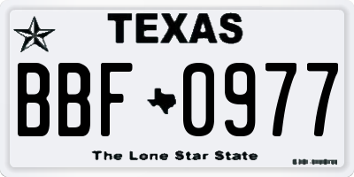 TX license plate BBF0977