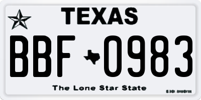 TX license plate BBF0983