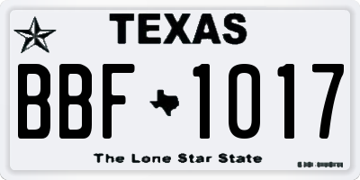 TX license plate BBF1017