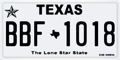 TX license plate BBF1018