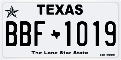 TX license plate BBF1019