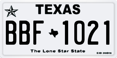 TX license plate BBF1021