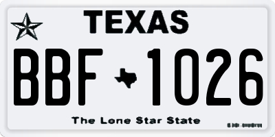 TX license plate BBF1026