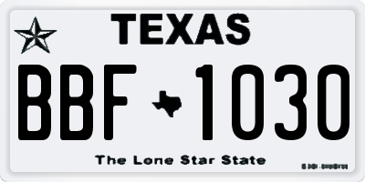 TX license plate BBF1030