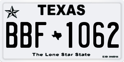 TX license plate BBF1062