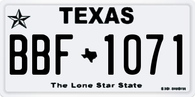 TX license plate BBF1071