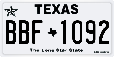 TX license plate BBF1092