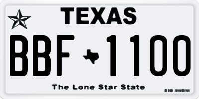 TX license plate BBF1100