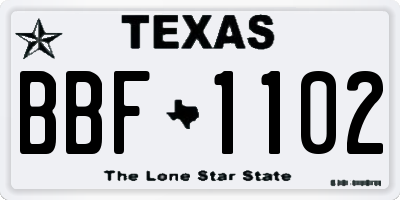 TX license plate BBF1102