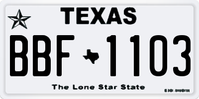 TX license plate BBF1103