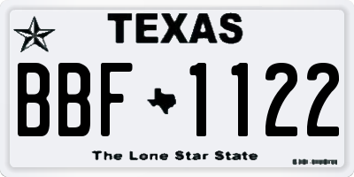 TX license plate BBF1122