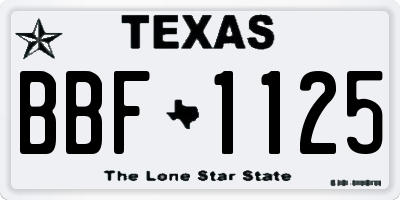 TX license plate BBF1125